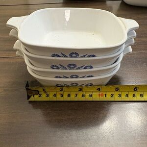 Corelle White and Blue Floral Set of 4 Small Baking Dishes